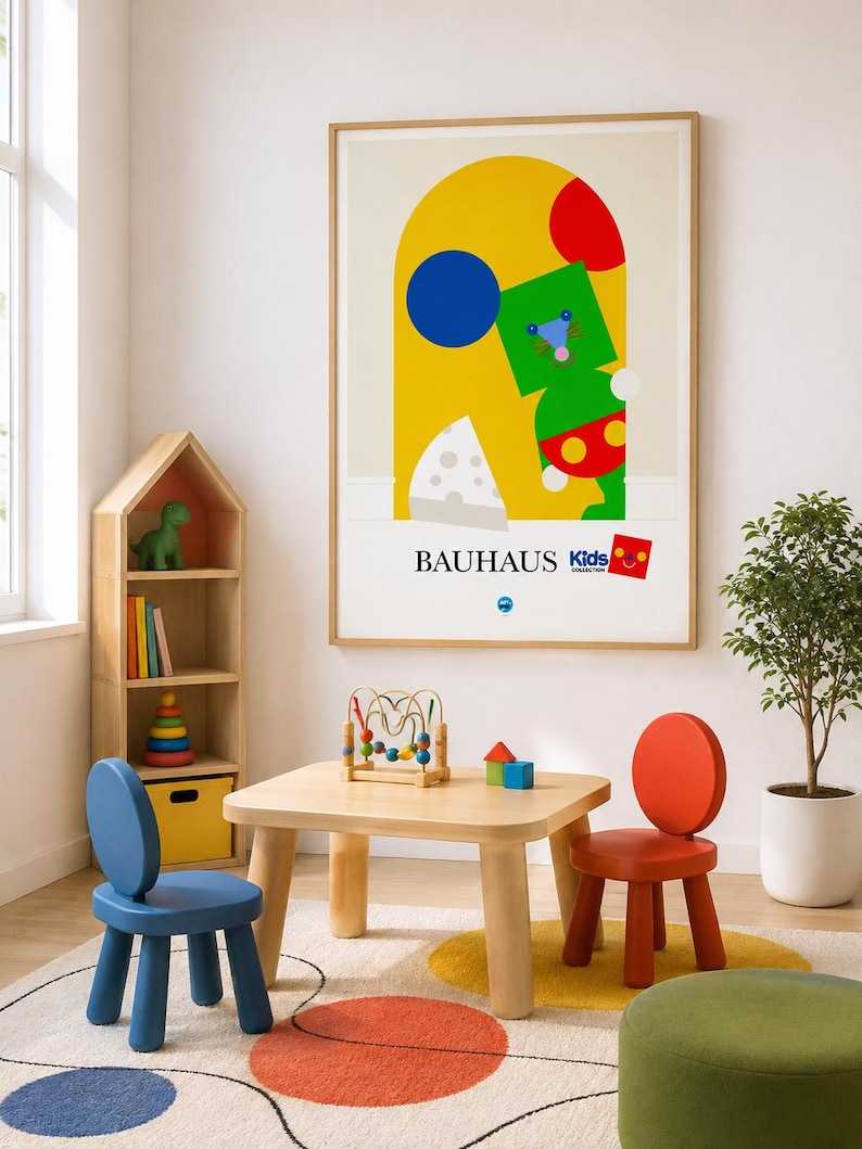 Green Mouse paper print in room