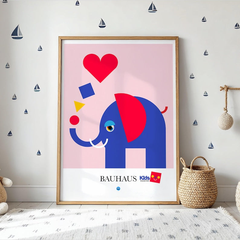 Elephant Bauhaus canvas wall art
