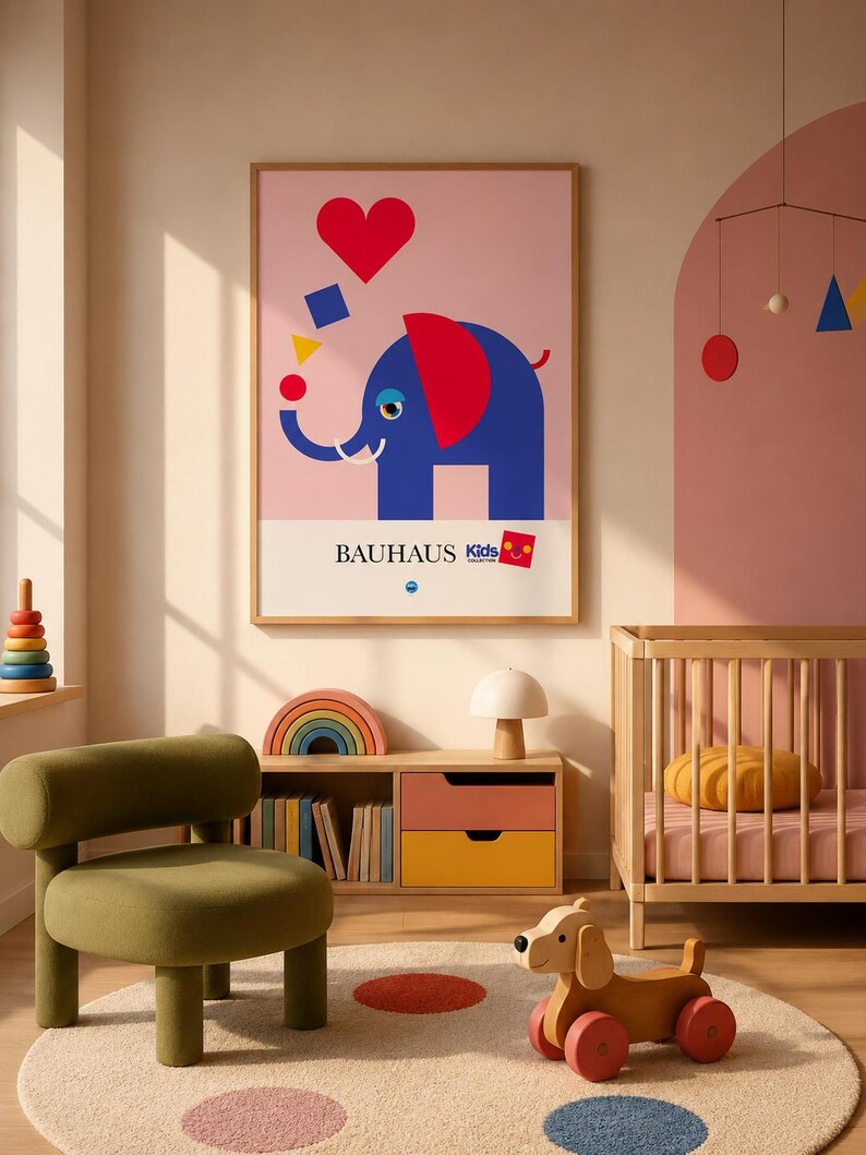 Elephant paper print in room