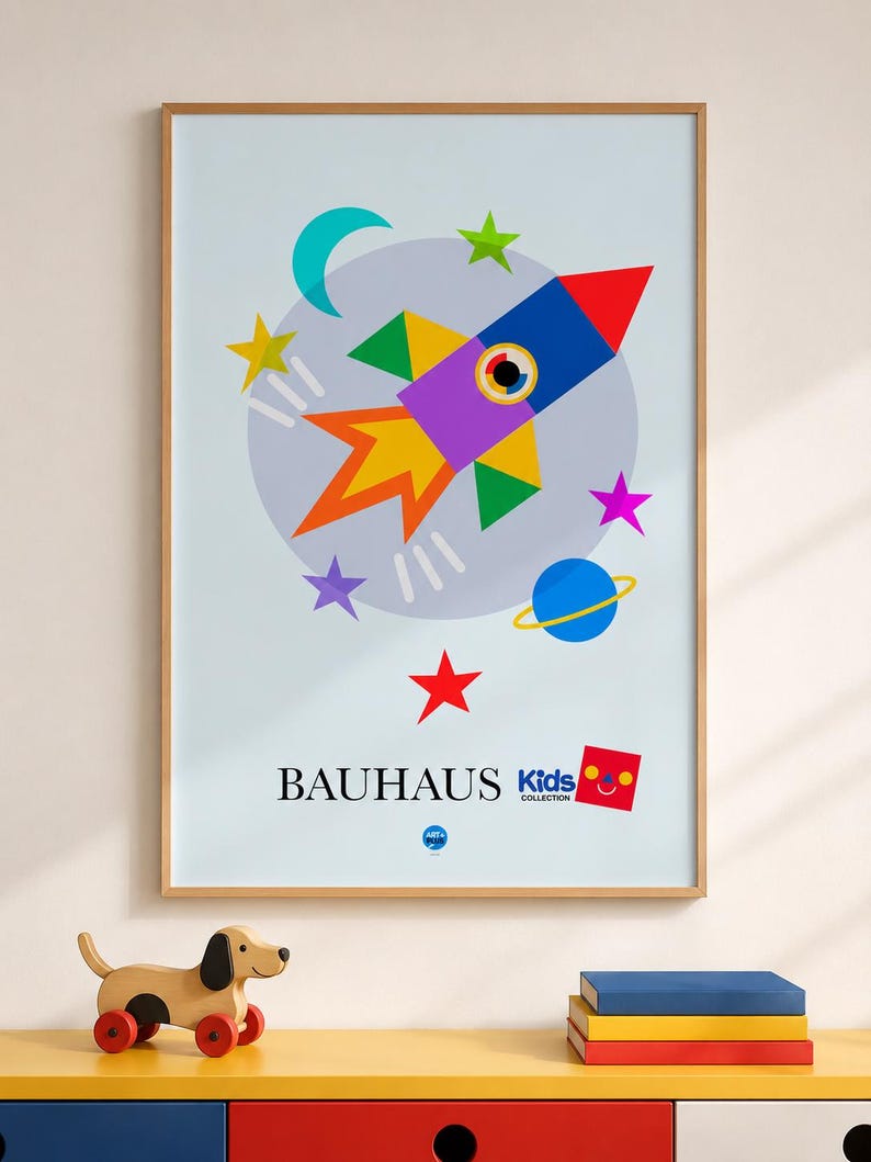 Rocket paper print in room