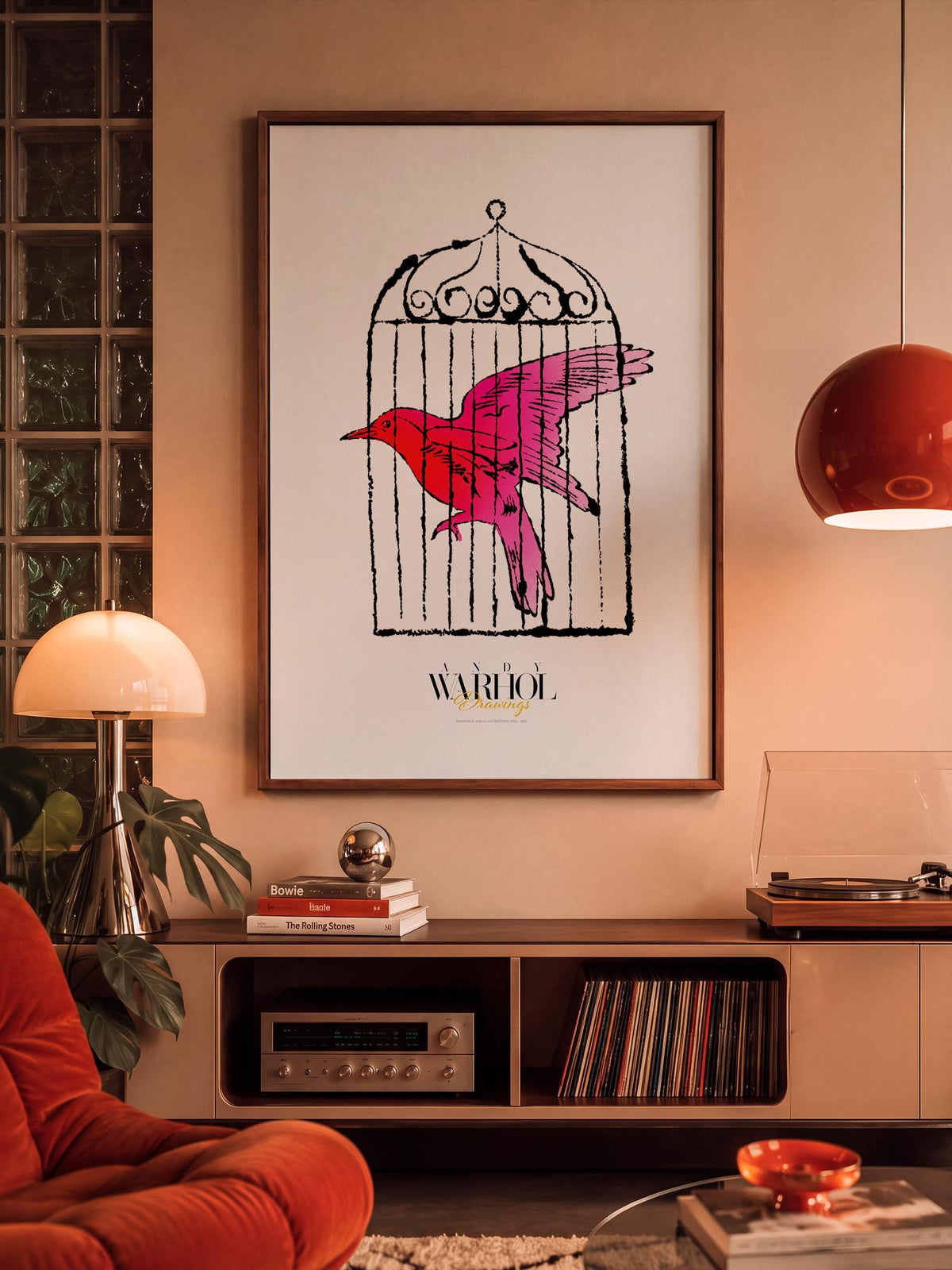 Red Bird Warhol Drawings mockup 2