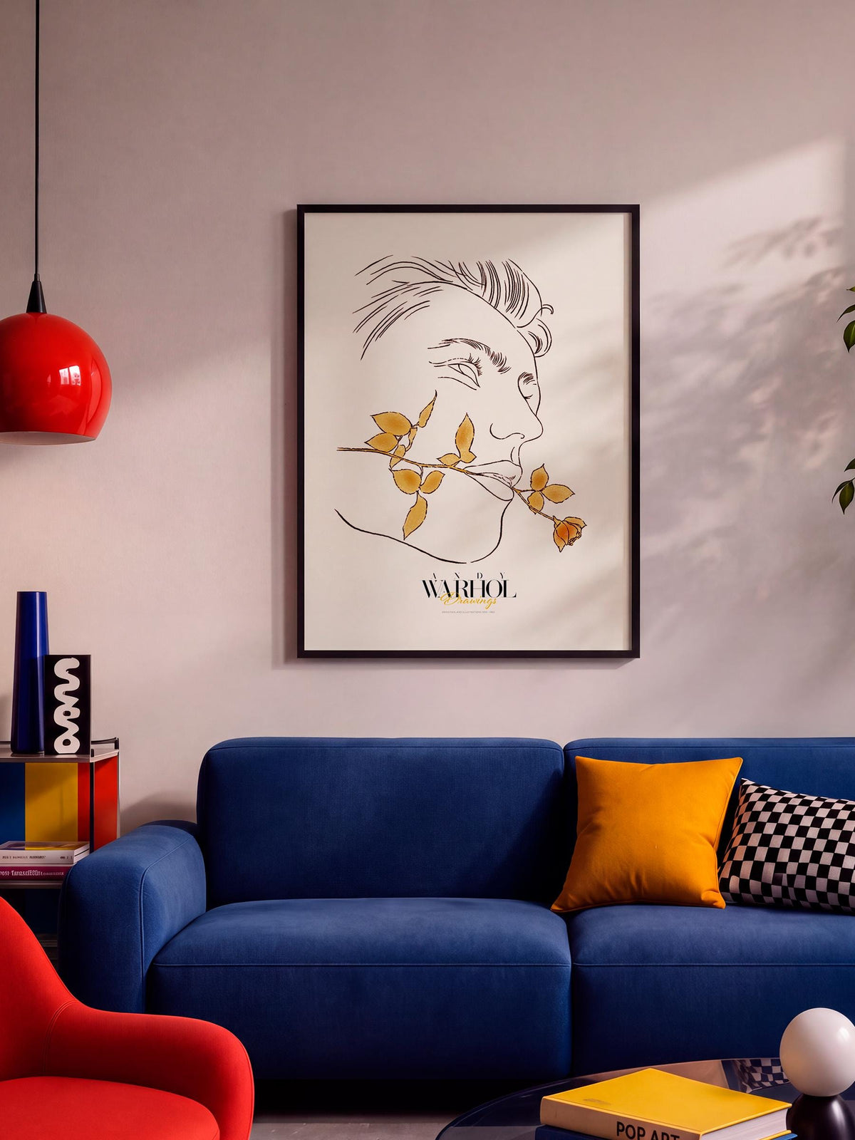 Untitled (Man with Rose in Mouth) Warhol Drawings mockup 2