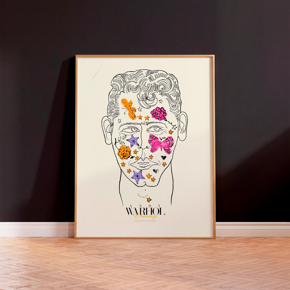 Unknown male with stamps Warhol Drawings mockup 2