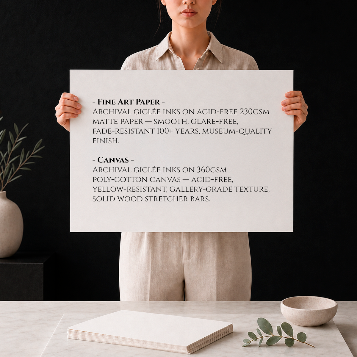 Fine Art Paper and Canvas print materials information